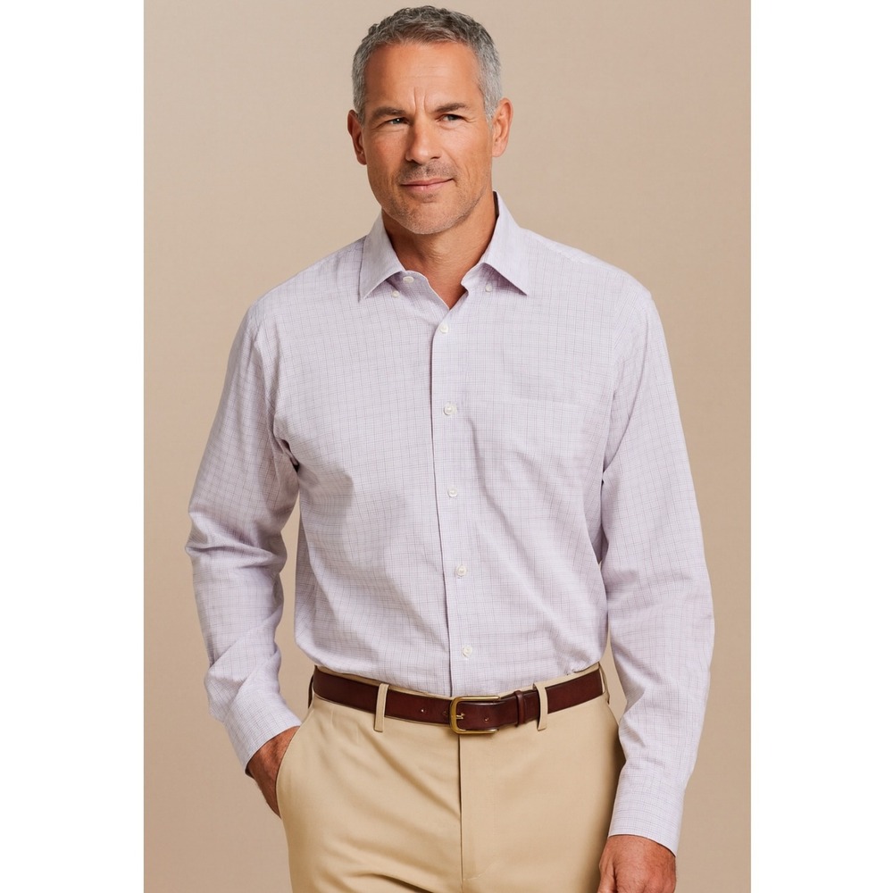 Peter Millar Button Down Shirt Plaid‎ Check Long Sleeve Dress Shirt Medium